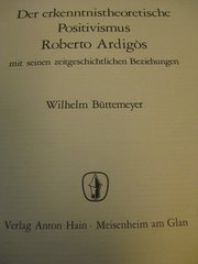 Der erkenntnistheoretische Positivismus Roberto Ardigos (und seine zeitgeschichtlichen Beziehungen)
