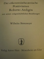 Der erkenntnistheoretische Positivismus Roberto Ardigos (und seine zeitgeschichtlichen Beziehungen)